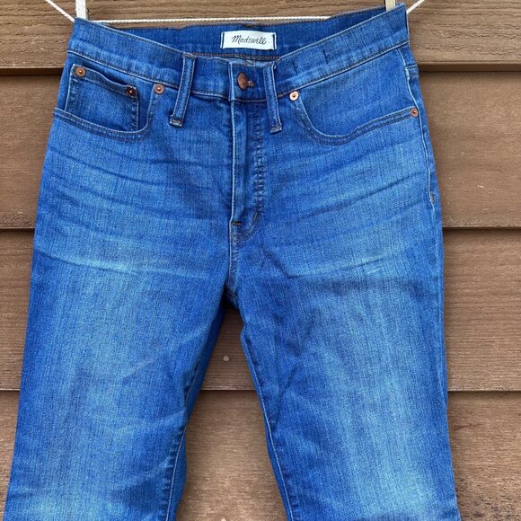 Madewell Cali Denim Boot Womens Cropped Jeans Size 28 With Raw Hem Blue Stretch - Picture 5 of 14